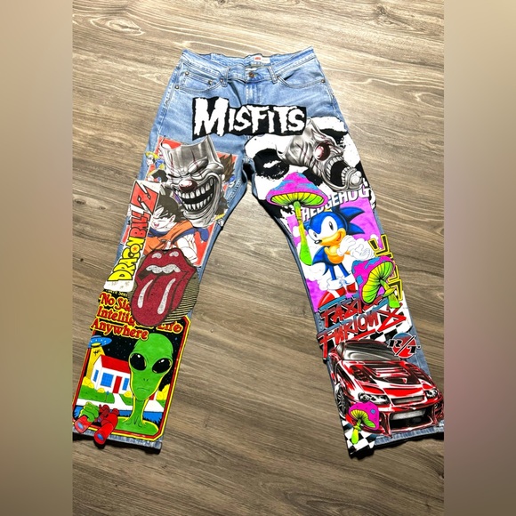 Custom Patchwork Wrangler Jeans - Picture 2 of 2